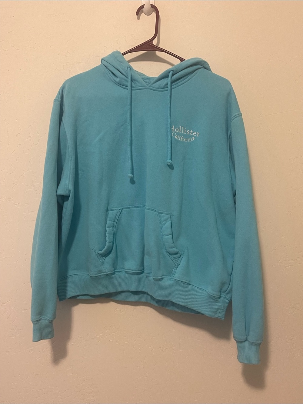 Hollister California Women’s Medium Aqua Blue Pullover Hoodie Sweatshirt